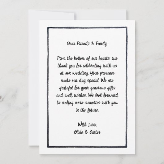 Hand getrokken bruiloft dank u kaart w notitie (Achterkant)