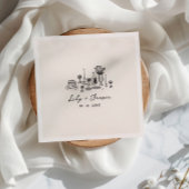 Hand getrokken bruiloft eten servet