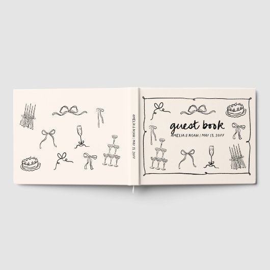 Hand getrokken bruiloft gastenboek (Volledig)
