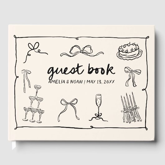 Hand getrokken bruiloft gastenboek (Voorkant)