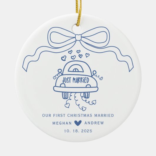 Hand getrokken bruiloft keramisch ornament (Voorkant)