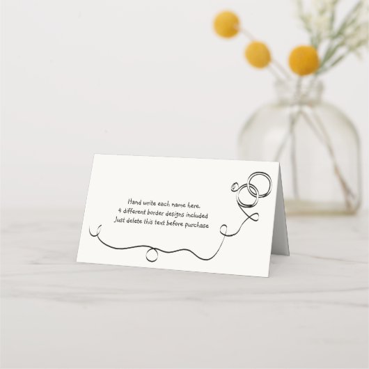 Hand getrokken bruiloft plaats kaart plaatskaartje (Voorkant)