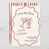 Hand getrokken bruiloft Save the Date Kaart (Voorkant / Achterkant)