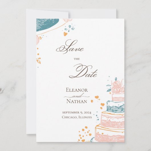 Hand getrokken bruiloft Sophisticated Opslaan van  Kaart (Voorkant)