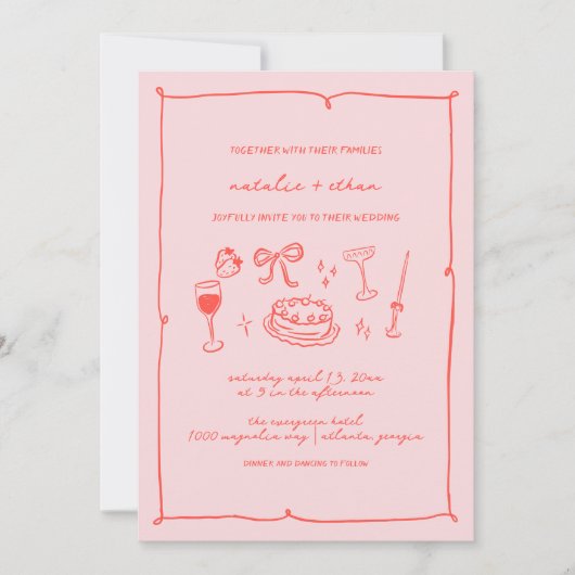 Hand getrokken bruiloft uitnodiging (Voorkant)