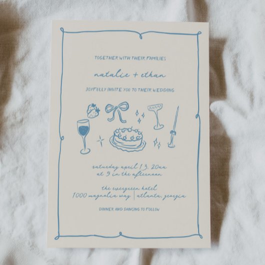 Hand getrokken bruiloft uitnodiging