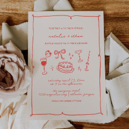 Hand getrokken bruiloft uitnodiging