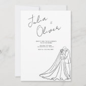 Hand getrokken bruiloft uitnodiging minimalistisch (Voorkant)