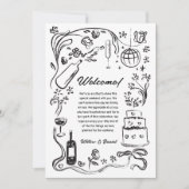 Hand getrokken bruiloft welkom reisschema Kaart (Voorkant)