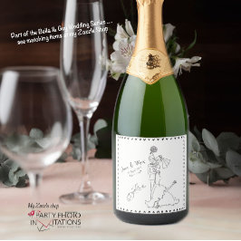 hand getrokken bruiloft wijn label sparkling wijnetiket
