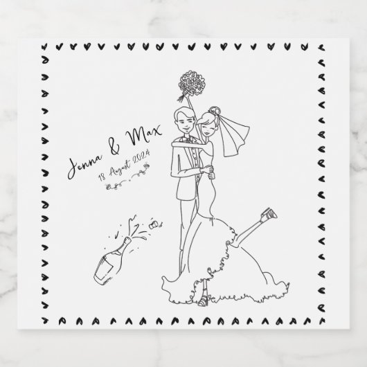 hand getrokken bruiloft wijn label sparkling wijnetiket (Enkel label)