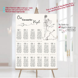 Hand getrokken bruiloft zitgrafiek poster