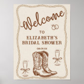 Hand getrokken bruin Cowgirl Western laarzen Welko Poster (Voorkant)