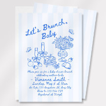 Hand getrokken brunch Baby shower afdrukbare uitno
