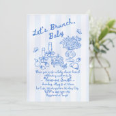 Hand getrokken brunch Baby shower afdrukbare uitno Kaart (Staand voorkant)