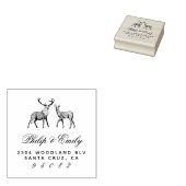 Hand-getrokken Buck & Doe Bruiloft Retouradres Rubberstempel (Gestempeld)