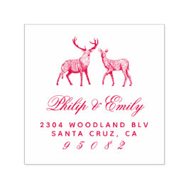 Hand-getrokken Buck & Doe Bruiloft Retouradres Zelfinktende Stempel