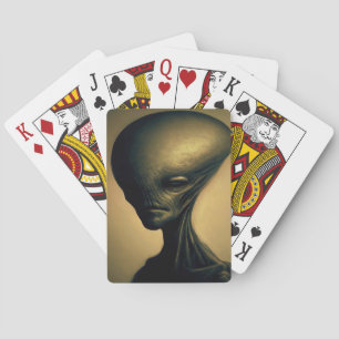 Hand getrokken buitenaards portret pokerkaarten