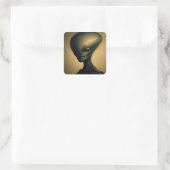 Hand getrokken buitenaards portret vierkante sticker (Tas)