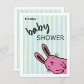 Hand getrokken Bunny Baby shower Uitnodiging Sjabl (Voorkant / Achterkant)