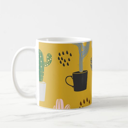 Hand-getrokken Cactus Patroon Koffiemok (Links)