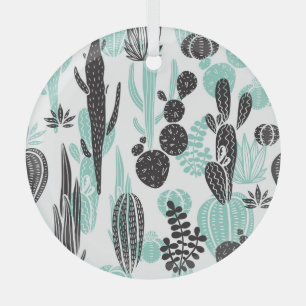 Hand getrokken cactussen: Doodle naadloos Glas Ornament