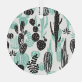 Hand getrokken cactussen: Doodle naadloos Glas Ornament (Achterkant)
