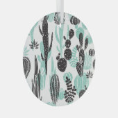 Hand getrokken cactussen: Doodle naadloos Glas Ornament (Voorkant Rechts)