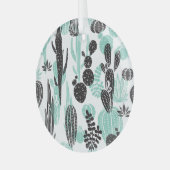 Hand getrokken cactussen: Doodle naadloos Glas Ornament (Voorkant links)