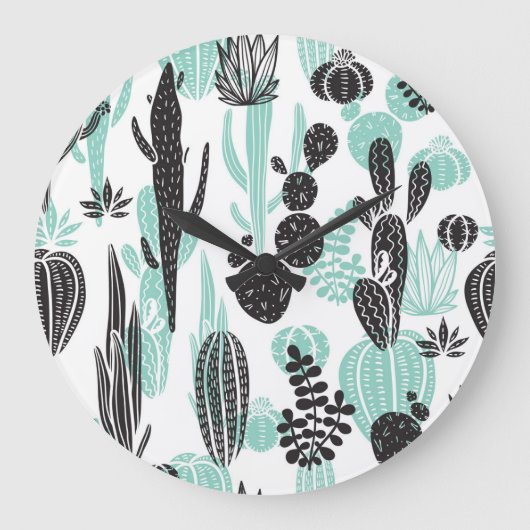 Hand getrokken cactussen: Doodle naadloos Grote Klok (Voorkant)