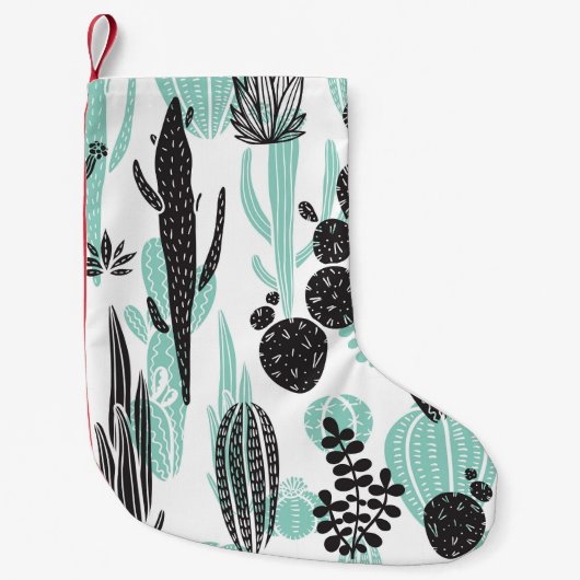 Hand getrokken cactussen: Doodle naadloos Kleine Kerstsok (Voorkant)