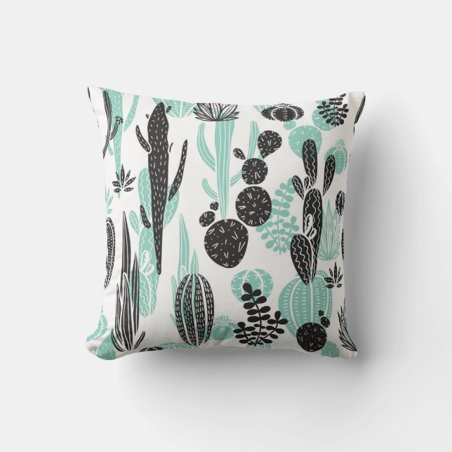 Hand getrokken cactussen: Doodle naadloos Kussen (Voorkant)