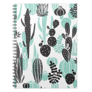 Hand getrokken cactussen: Doodle naadloos Notitieboek