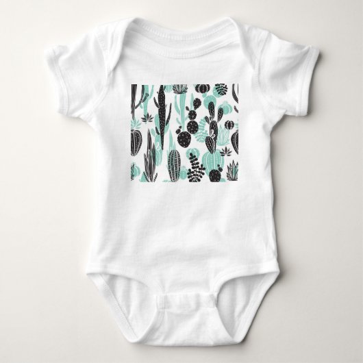 Hand getrokken cactussen: Doodle naadloos Romper (Voorkant)