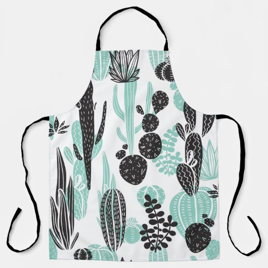 Hand getrokken cactussen: Doodle naadloos Schort (Voorkant)