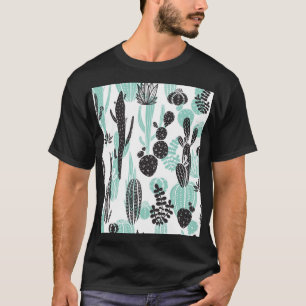 Hand getrokken cactussen: Doodle naadloos T-shirt