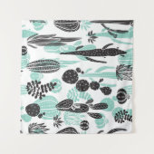 Hand getrokken cactussen: Doodle naadloos Wandkleed (Voorkant (horizontaal))