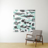 Hand getrokken cactussen: Doodle naadloos Wandkleed (In Situ (horizontaal))