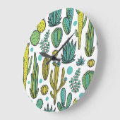 Hand getrokken cactussen natuurlijk patroon grote klok (Hoek)