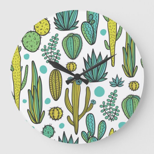Hand getrokken cactussen natuurlijk patroon grote klok (Voorkant)