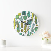 Hand getrokken cactussen natuurlijk patroon grote klok (Huis)