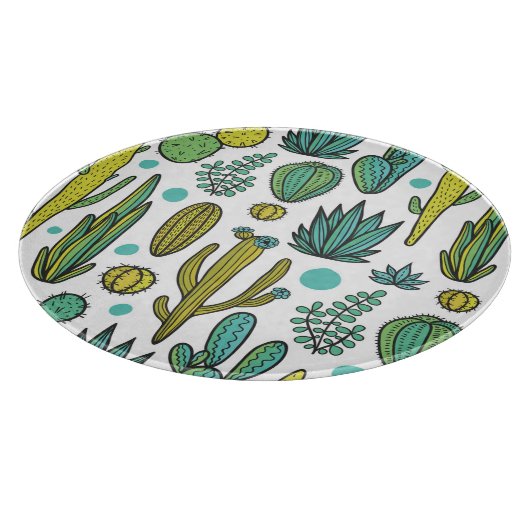 Hand getrokken cactussen natuurlijk patroon snijplank (Hoek)