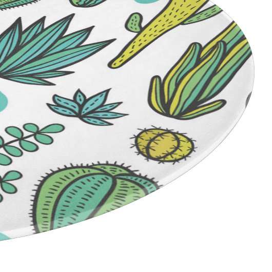 Hand getrokken cactussen natuurlijk patroon snijplank (Hoek)