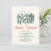 Hand getrokken Camp Natuur Scribble Bruiloft Kaart (Staand voorkant)