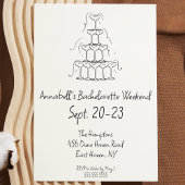 Hand getrokken Champagne Bachelorette Party Weeken Kaart