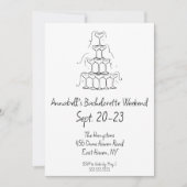 Hand getrokken Champagne Bachelorette Party Weeken Kaart (Voorkant)