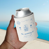 Hand getrokken Champagne Franse Disco Wedding Favo Blikjeskoeler