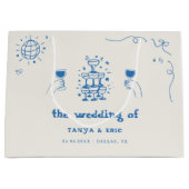 Hand getrokken Champagne Franse Disco Wedding Favo Groot Cadeauzakje (Voorkant)