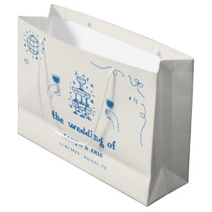 Hand getrokken Champagne Franse Disco Wedding Favo Groot Cadeauzakje