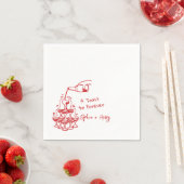 Hand getrokken Champagne Glas Toren Bruiloft Servet (Insitu)